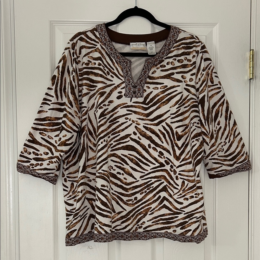 Alfred Dunner - Brown and Cream Zebra Print Tunic